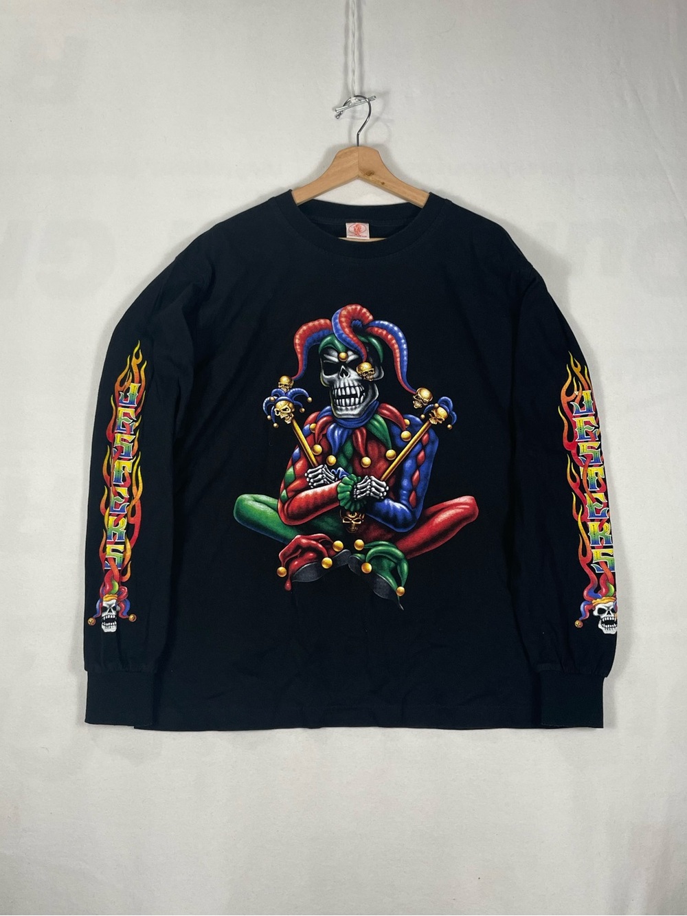 Jesters Thailand Pattaya Beach Motorcycle Club Long Sleeve T shirt Black Sz XL